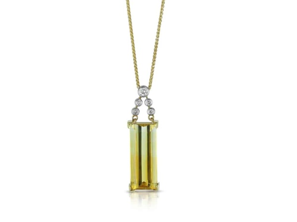 Handmade Yellow Beryl & Diamond Pendant