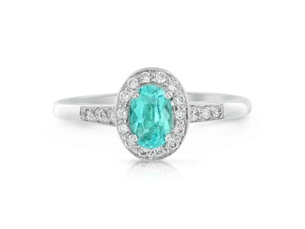 Paraiba Tourmaline & Diamond Cluster Ring