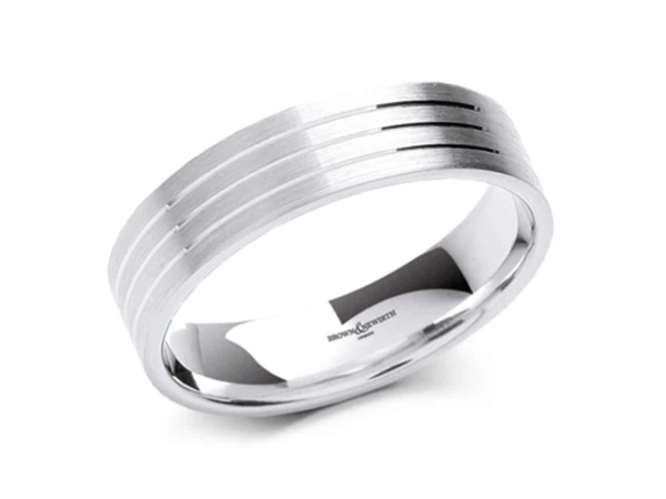 Gents Felix V-Cut Line Wedding Ring