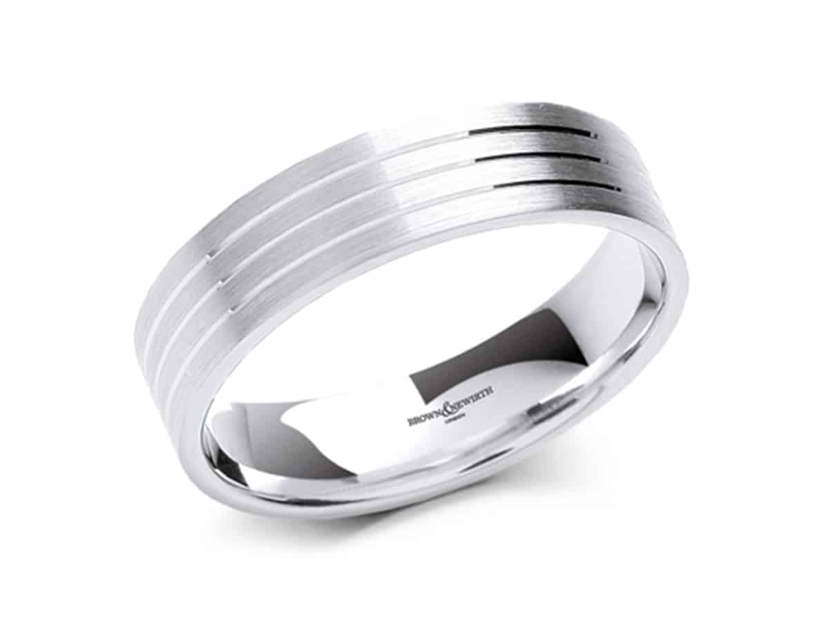 Gents Felix V-Cut Line Wedding Ring