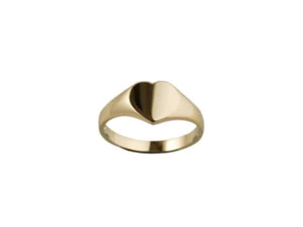 9x9mm Ladies Gold Heart Signet Ring
