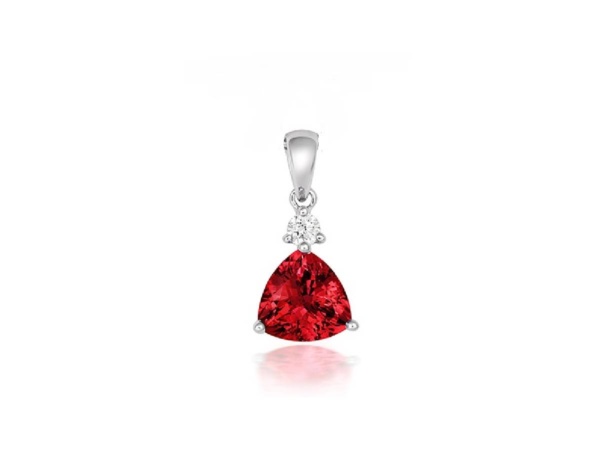 Trillion Rubelite and Diamond Pendant