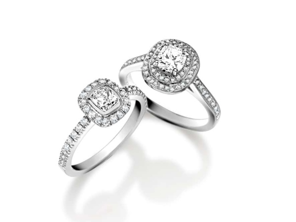 Handmade Cushion Cut Diamond Cluster Rings