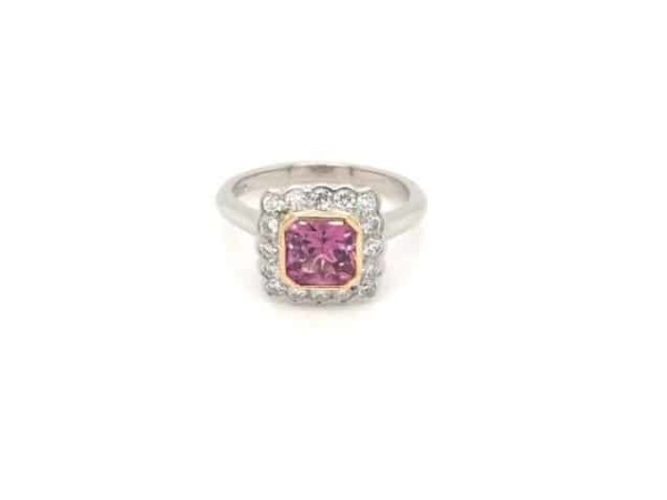 Octagon Pink Sapphire & Diamond Ring