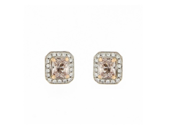 Radiant Cut Un-heated Pink Sapphire Earrings