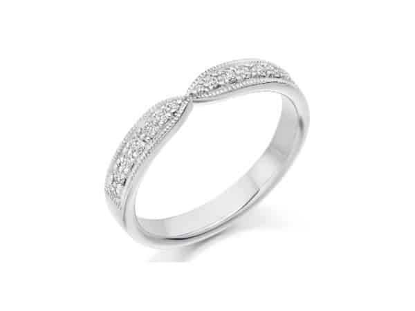 Shaped Milgrain Edge Wedding Ring