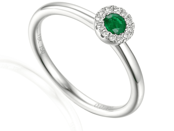 9ct White Gold Emerald & Diamond Cluster Ring