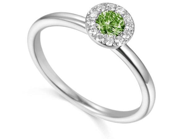9ct White Gold Peridot & Diamond Cluster Ring