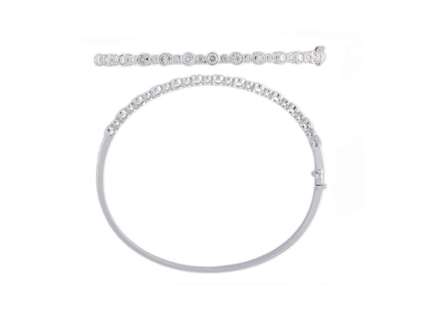 18ct White Gold Diamond Bubble Bangle