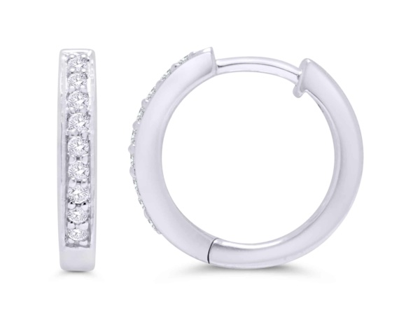 9ct White Gold Diamond Hoops