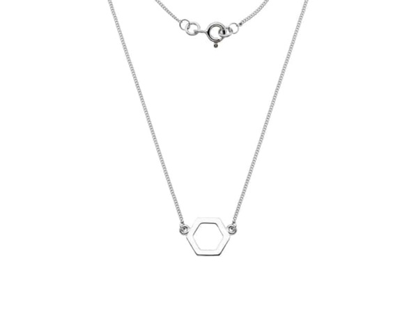 9ct White Gold Hexagonal Necklace