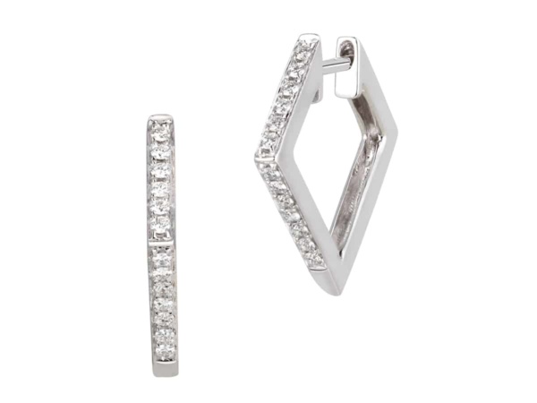 White Gold Square Shape Hoop Earrings