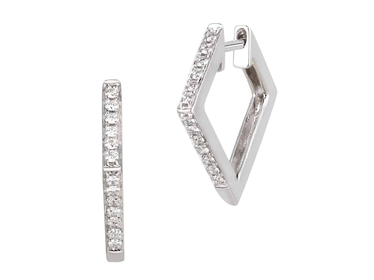 White Gold Square Shape Hoop Earrings