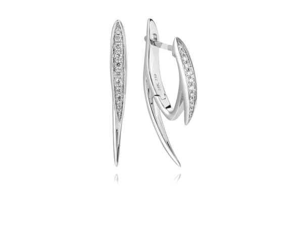 White Gold Thorn Style Hoop Earrings