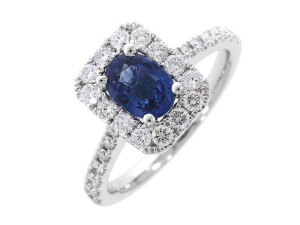 Sapphire & Diamond Cushion Cluster Ring
