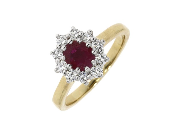Ruby and Diamond Cluster Ring