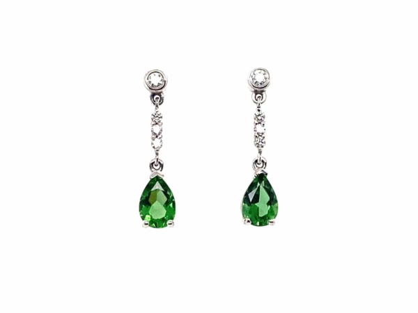 White Gold Tourmaline & Diamond Drops