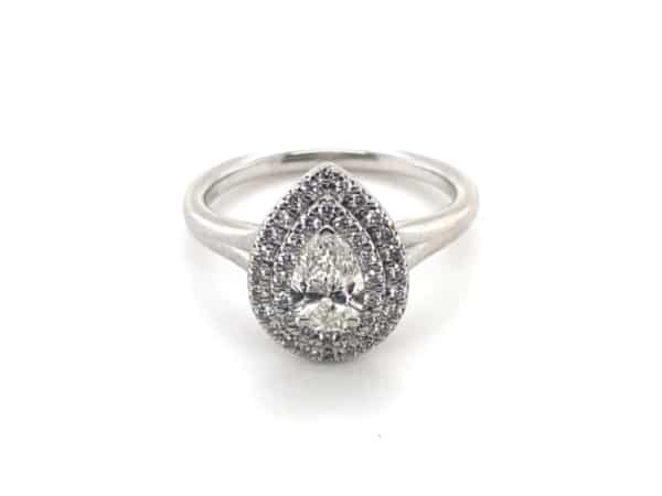 Double Pear Cut Diamond Cluster Ring