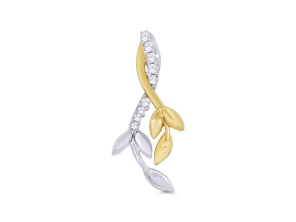 9ct Yellow & White Gold Leaf Pendant