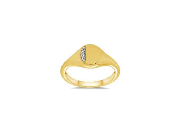Yellow Gold Oval Diamond Signet Ring
