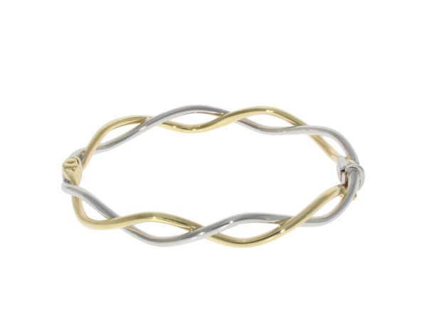 9ct Yellow & White Gold Cross Over Bangle
