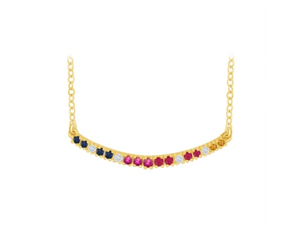 Sapphire and Diamond Curved Bar Necklace