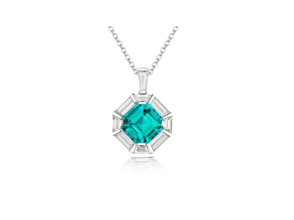 Blue Lagoon Tourmaline Art-deco Style Pendant