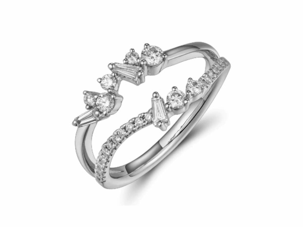 Platinum Two Row Open Diamond Ring