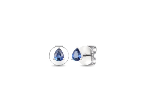 18ct White Gold and Pear Shaped Sapphire Studs