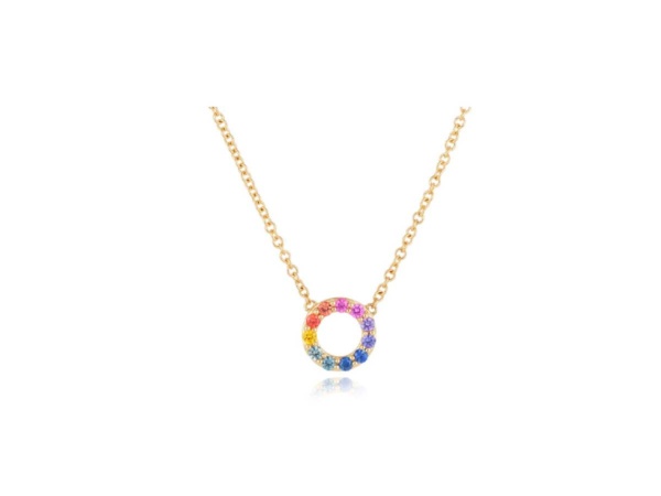 Multi Coloured Sapphire Circle Necklace