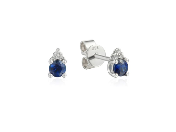 White Gold Sapphire and Diamond Stud Earrings