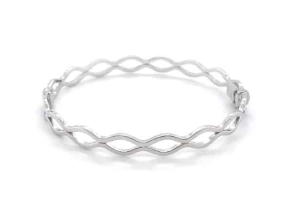 White Gold Double Wave Bangle