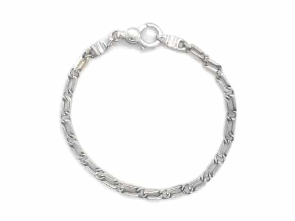 White Gold Rectangle Open Link Bracelet