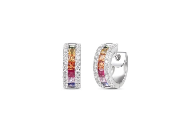18ct White Gold Multi Coloured Sapphire Hoops
