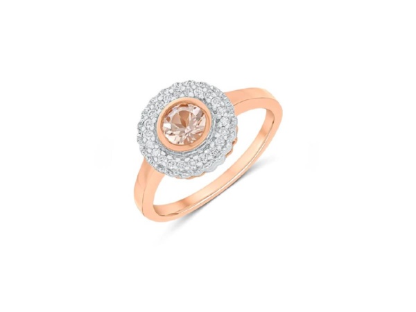 9ct Rose Gold Morganite & Diamond Cluster Ring
