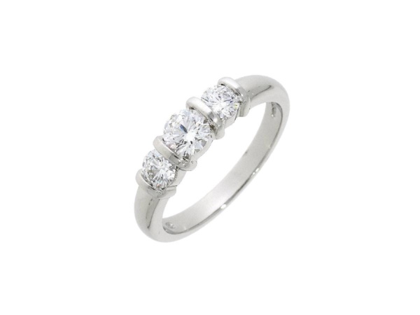 Platinum Diamond Bar Set Trinity Ring