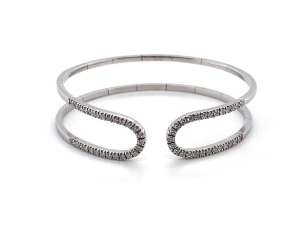 18ct White Gold Loop Style Diamond Bangle