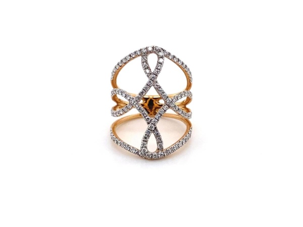 18ct Rose Gold Open Diamond Loop Ring