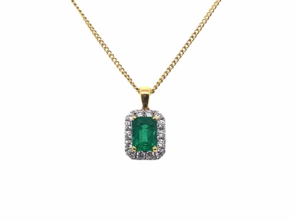 18ct Emerald & Diamond Pendant