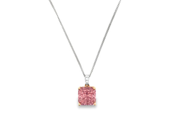 18ct Rose & White Gold Tourmaline & Diamond Pendant
