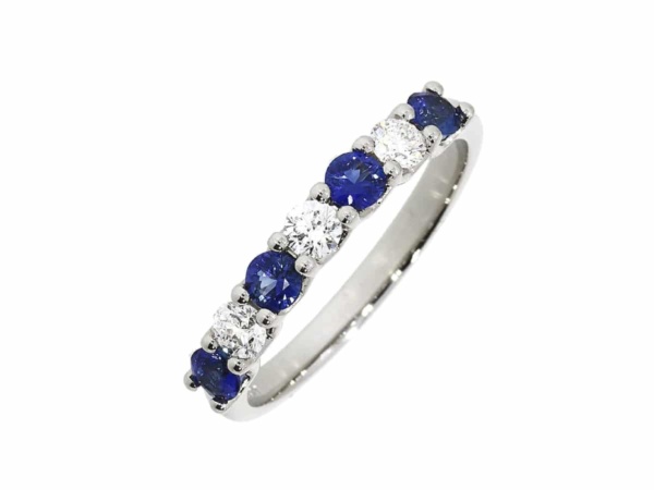 Platinum Sapphire & Diamond 7 Stone Ring