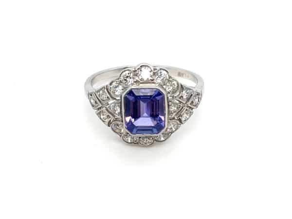 Pre-Owned Platinum Tanzanite and Diamond Ring