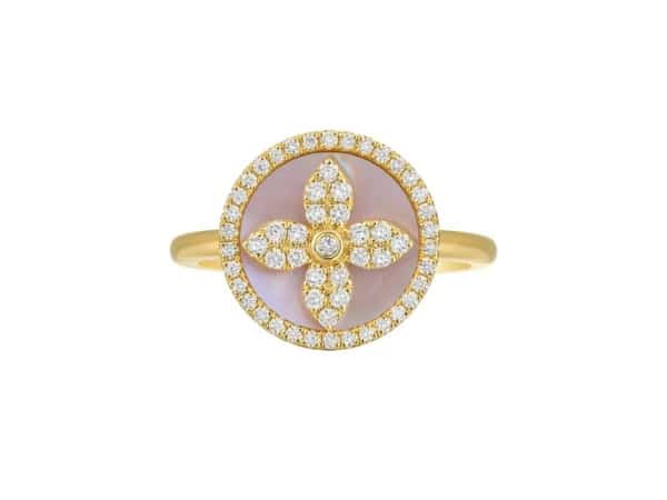 18ct Gold Diamond & Mother of Pearl Dress Ring