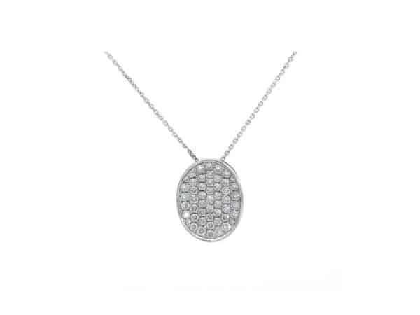 18ct White Gold Oval Diamond Pendant