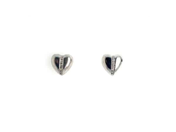 Pre-Owned 18ct White Gold Diamond Heart Studs