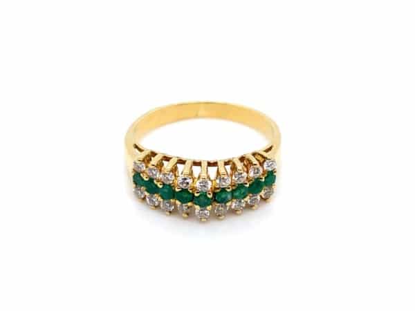 Pre-Owned 18ct Yellow Gold Emerald & Diamond Ring