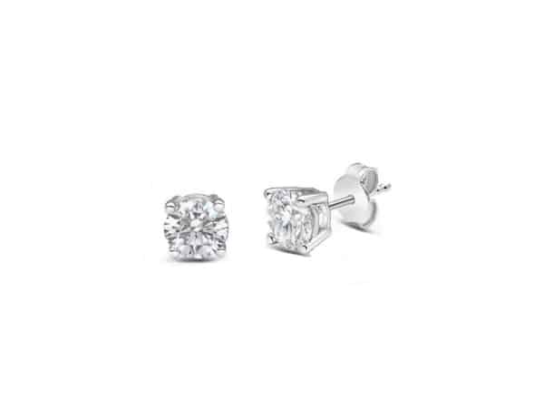 18ct White Gold Solitaire Lab-Diamond Earrings
