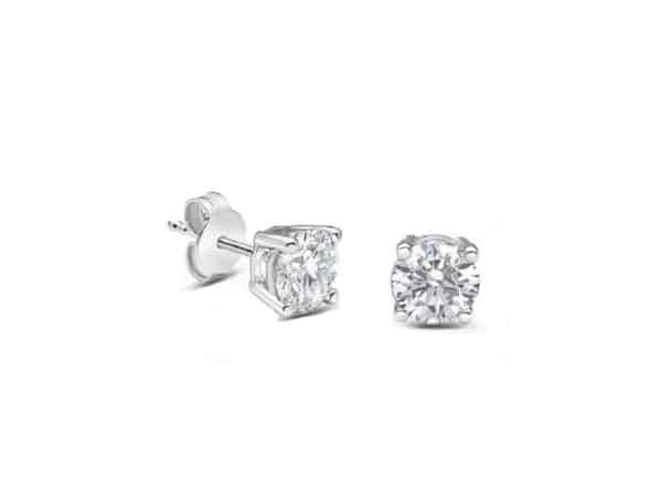 18ct White Gold Solitaire Lab-Diamond Earrings