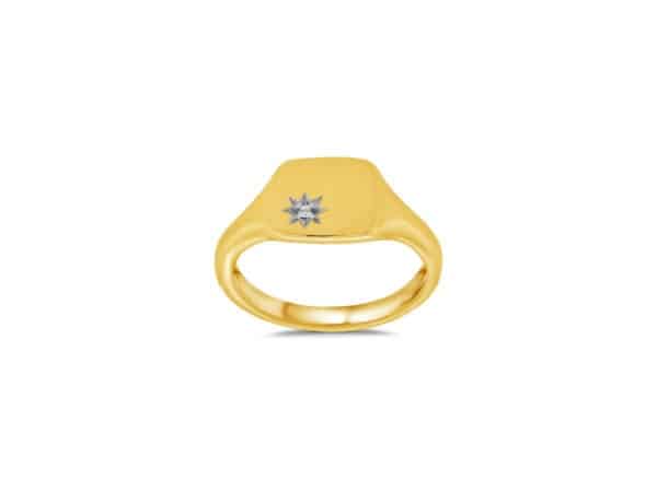 9ct Yellow Gold Square Diamond Signet Ring