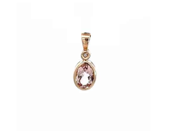 9ct Gold Morganite & Diamond Pendant